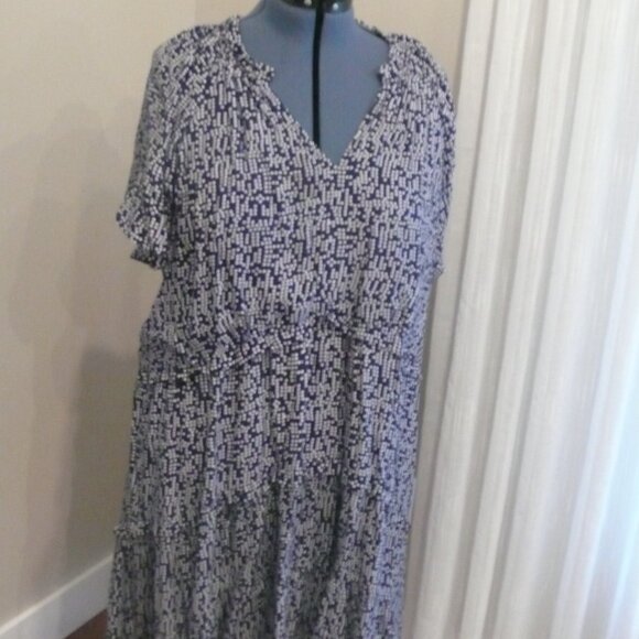 Anthropologie Robin Tiered Mini Dress Navy Blue Polka Dot 2X Ruffle - Picture 1 of 10